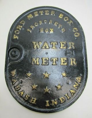 Ford Meter Box Co Cast Iron Front Advertising Cover Sign 