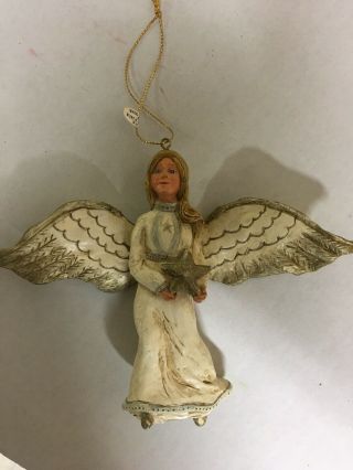 Vintage Kurt S Adler Christmas Ornament - Angel Holding - Star Folk Art Rare