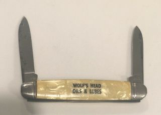 Vintage Imperial Advertising Pocket Knife Made In Usa Wolf’s Head Oils And Lubes