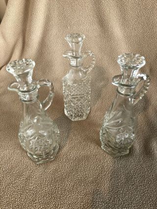 Vintage Oil And Vinegar Depression Glass Bottles (3)