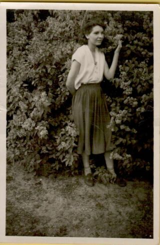Vintage Photograph 1940s Woman Peasant Skirt Trees Fashion Vernacular