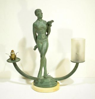 C1930 French Art Deco Egyptian Dancer Lamp