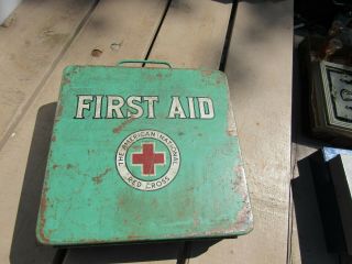 Vintage Green American Red Cross Emergency First Aid Kit W/ Supplies Most