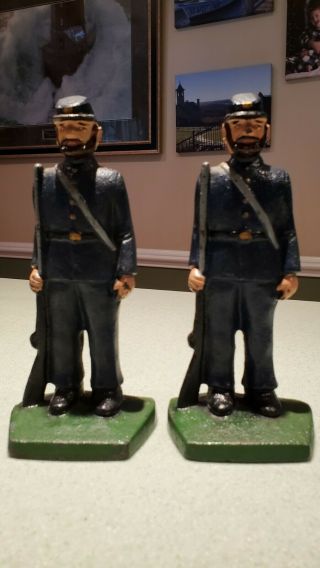 Antique Cast Iron Civil War Soldiers Bookends/doorstops