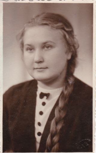 1954 Young Woman Girl Long Hair Braid Fashion Russian Soviet Photo