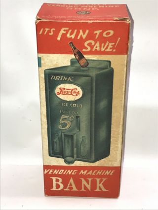 1940 Pepsi Vending Machines 5 Cent Bank Marx Toys W/bottles -