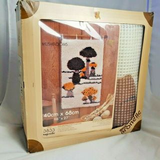 Latch Hook Kit Mushroom Style 3383 Aronelle Textile Vintage 1980 Open Box