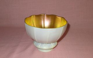 Steuben Art Glass Early 20th C Gold Aurene Calcite White Iridescent Lamp Shade