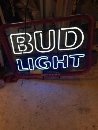 Vintage Neon Bud Light Sign Come And Take It