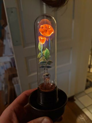Vintage Aerolux Rose Flower Art Glass Light Bulb