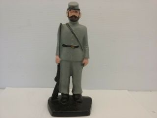 Vintage Cast Iron Civil War Union Soldier With Musket,  Approx 7 - 1/4 ",  Black Base