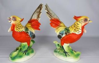 Vintage Mid Century Artmark Ceramic Pheasants/ Birds,  Made In Japan