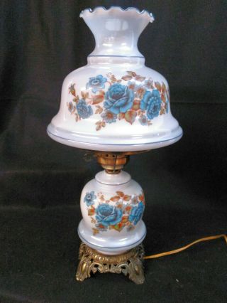 Vintage Accurate Casting 3 Way Electric Gwtw Floral Table Hurricane Lamp 26 " Euc