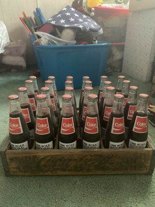 Vintage 1986 Penn State Coca Cola National Championship Bottles With Wooden Case