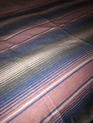 Mexican Cotton White Blue Pink Twin Throw Blanket Striped Made in Mexico 57x85 3
