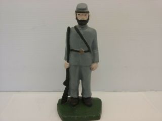Vintage Cast Iron Civil War Union Soldier With Musket,  Approx 7 - 1/4 ",  Green Base