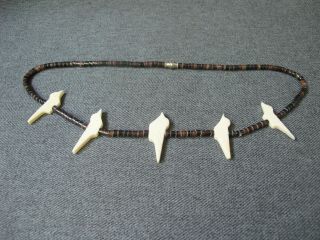 Vintage Native American Style Carved Bovine Bone Birds Heishi Choker Necklace