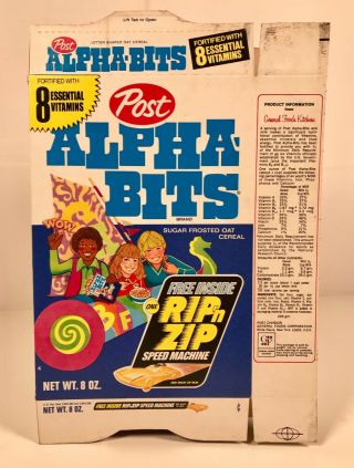 Vintage Post Alpha Bits Cereal Box Kids Food Packaging Advertising Retro