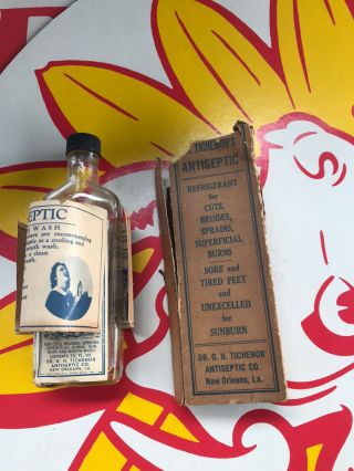 RARE CIVIL WAR DR.  TICHENOR ' S Antiseptic Refrigerant Confederate Label Bottle 3
