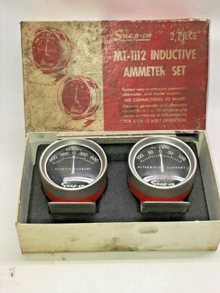 Vintage Snap - On Tools Mt - 1112 Inductive Ammeter Set And Instructions