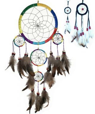 Large Feathers Handmade Dream Catcher Car Wall Hanging Decoration Ornament C - 5