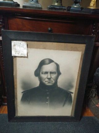 ID ' d Civil War Officer Charcoal Portrait Drawing Painting LOOK Roush 6th PA 3
