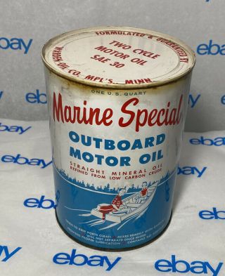 Vintage Marine Special Outboard Motor Oil Full Can