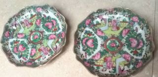 Hand Painted Vintage Porcelain Plates Set Of 2 Decorated In Hong Kong Pre Owned