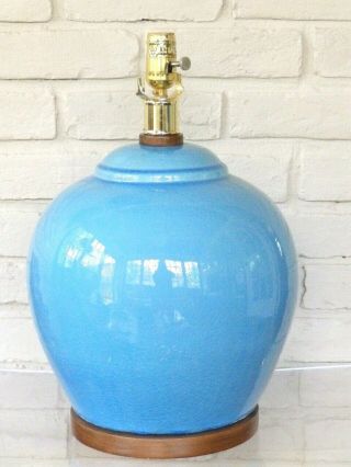 Ralph Lauren Turquoise Blue Crackle Glaze Ginger Jar Large Table Lamp No Shade