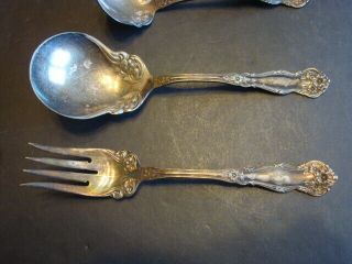 Wm.  Rogers & Sons AA Silverplate SERVING FORK & 3 SPOONS Decorative Flowers Vtg 2