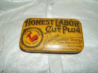 Honest Labor Cut Plug Tobacco Tin Antique Vtg Old