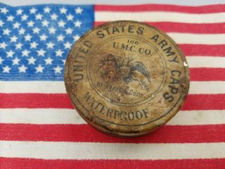 Post Civil War U.  S.  Army Percussion Cap Tin 1867 Indian War Era Empty