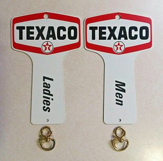 Vintage Texaco Oil Company Men & Ladies Restroom Key Fobs -