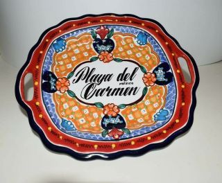 Playa Del Carmen Mexico Talavera Ceramic Serving Platter / Tray 11x10 " Euc