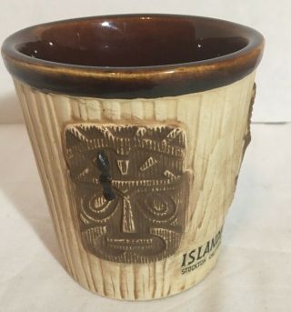 Vintage Islander Stockton California 3 Face Brown Rum Bucket Tiki Mug Glass