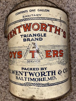 O.  E.  Wentworth & Co.  Triangle Brand Oyster Can 1 Gallon Baltimore,  Md