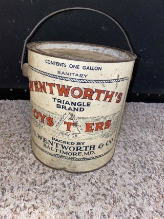O.  E.  Wentworth & Co.  Triangle Brand Oyster Can 1 Gallon Baltimore,  MD 2