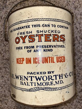 O.  E.  Wentworth & Co.  Triangle Brand Oyster Can 1 Gallon Baltimore,  MD 3