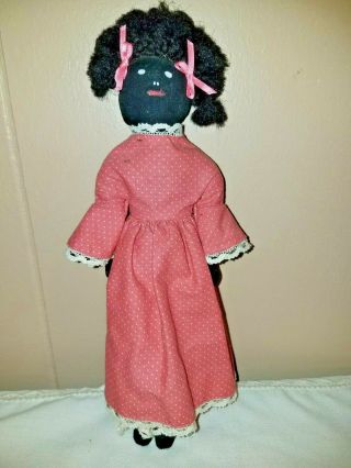 Rag Doll Handmade Black Americana African American Cloth Doll Vintage 10 " Tall