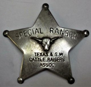 Reproduced 1881 Special Ranger Texas & Sw Cattle Raisers Assoc.  Badge - Longhorn