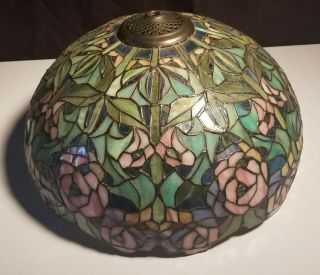 Tiffany Style Stained Glass Shade Table Lamp Chandelier Handcrafted Vintage 16 "