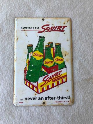 Old Switch To Squirt Never An After - Thirst Painted Tin Door Push Plate Soda Sign