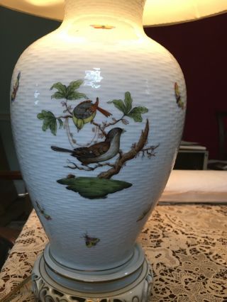 Herend Rothschild Bird Hand Painted Table Lamp
