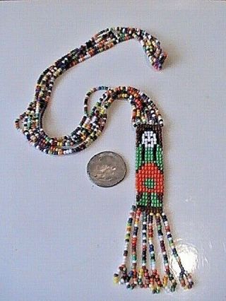 Vintage Beaded Figural Design Necklace Native American Indian Seed Beads