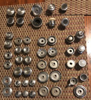 49 Vintage 50 - 60’s Chrome Car Radio Knobs W/ Round & D Shafts Ford Buick Olds,