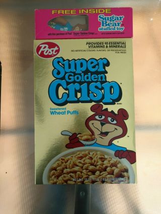 Golden Crisp Cereal Vintage With Stuffed Sugar Bear Toy Bnib