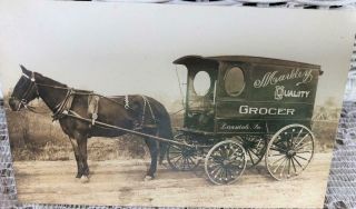 Early 1900s Pristine Photo Post Card Markley Grocery Lansdale Pa Horse Drawn