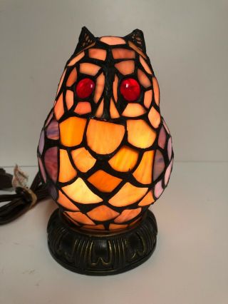 Stained Glass Handcrafted Owl Night Light Table Desk Lamp Tiffany Style 2013