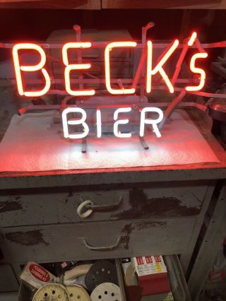 Vintage Becks Beer Bier Neon Light Up Sign