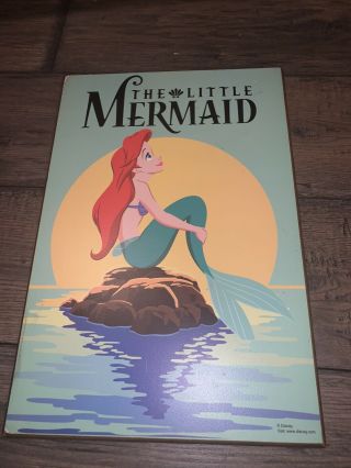 Rare Vintage Walt Disney Movie Wall Little Mermaid Art Wood Movie 13x19